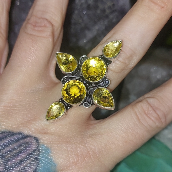 Huge Citrine 6 Stone Statement Ring - Picture 4 of 7